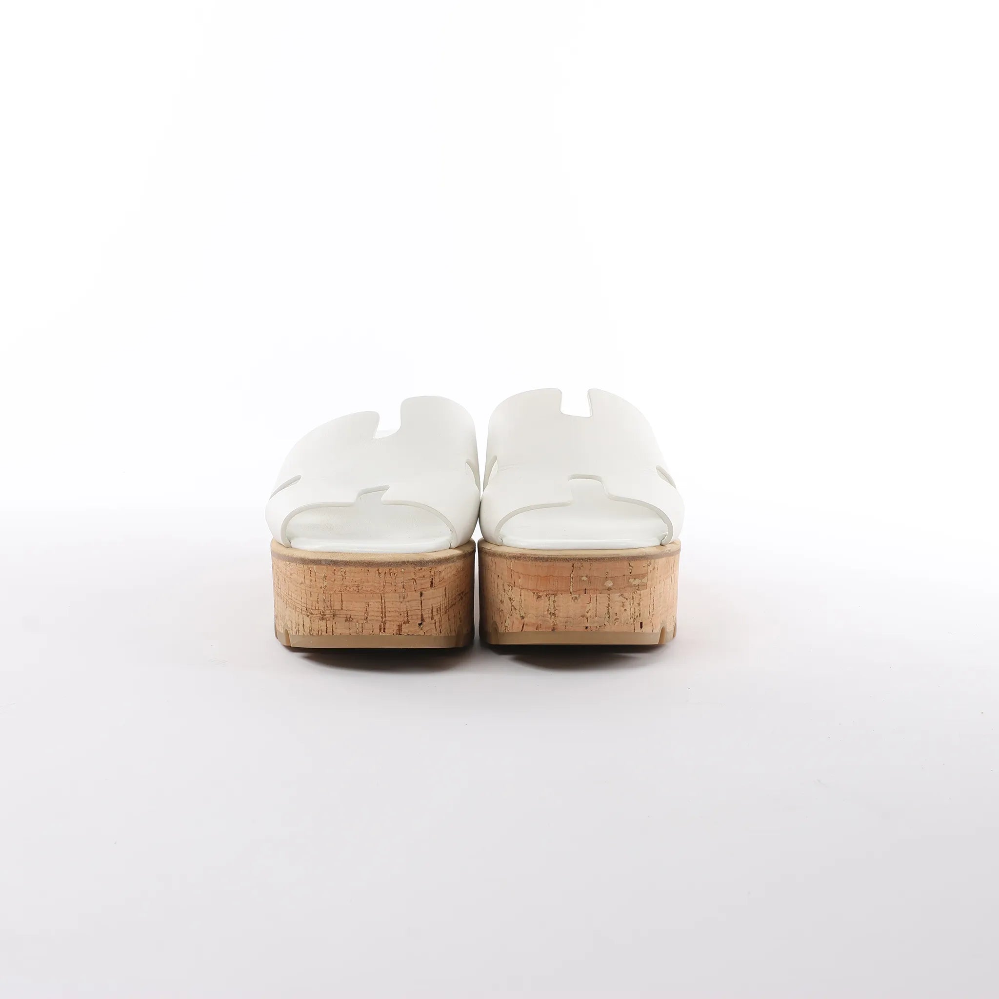 HERMES Eze Leather Sandals in White 221023Z, Size 39 EU