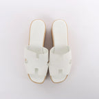 HERMES Eze Leather Sandals in White 221023Z, Size 39 EU