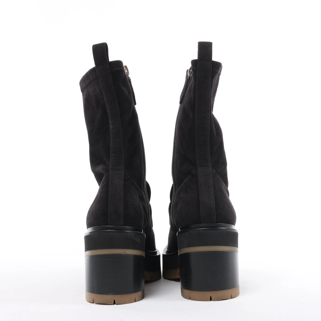 Hermès Florence Suede Boots in Black 222045Z, Size EU 37