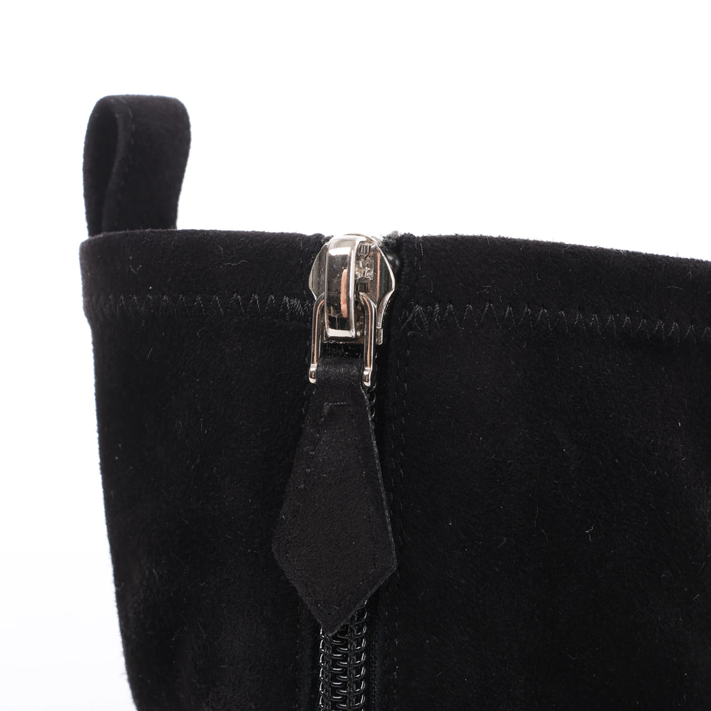 Hermès Florence Suede Boots in Black 222045Z, Size EU 37