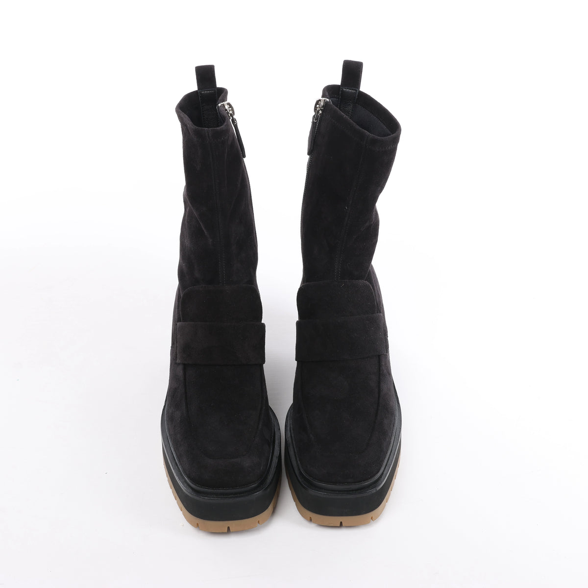 Hermès Florence Suede Boots in Black 222045Z, Size EU 37