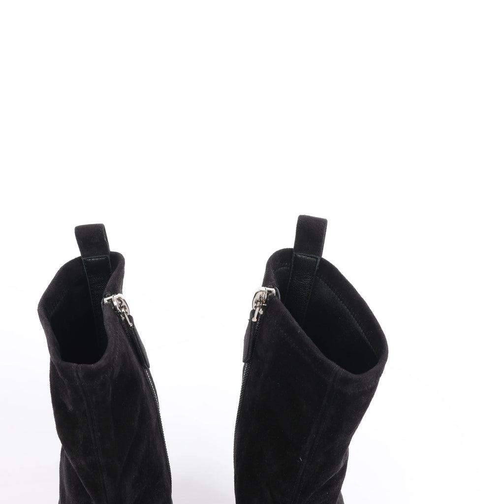 Hermès Florence Suede Boots in Black 222045Z, Size EU 37