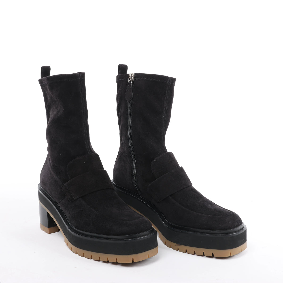 Hermès Florence Suede Boots in Black 222045Z, Size EU 37
