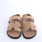 Sandalias de piel HERMES Cypre con tira de velcro marrón, talla 42 UE