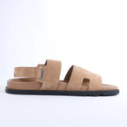 Sandalias de piel HERMES Cypre con tira de velcro marrón, talla 42 UE