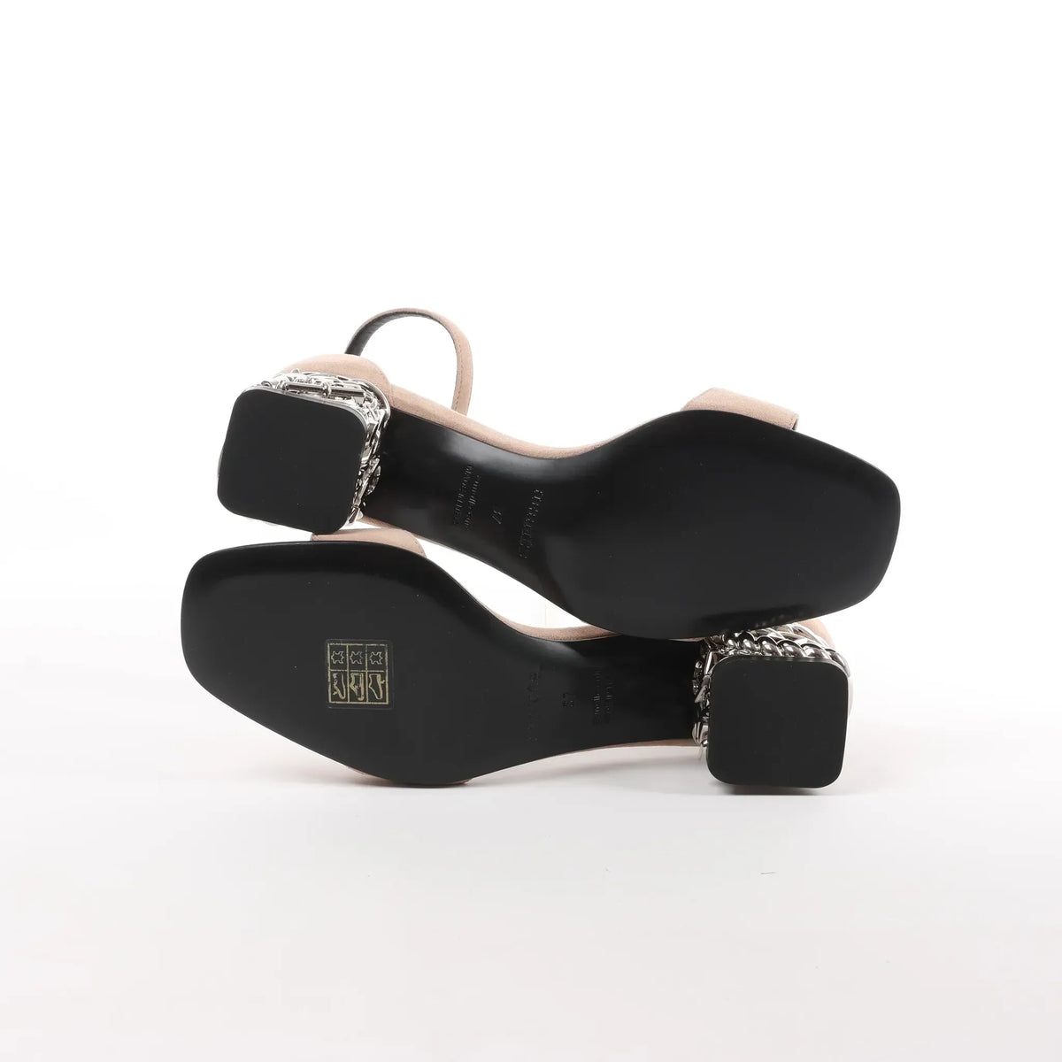 HERMES Glam Chaîne d'Ancre Suede Sandals in Beige, Size 37 EU