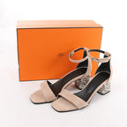 HERMES Glam Chaîne d'Ancre Suede Sandals in Beige, Size 37 EU