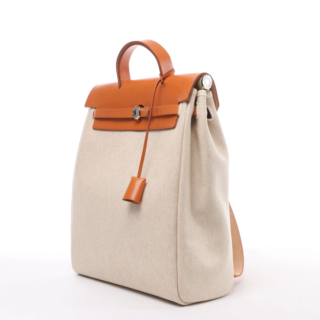 Hermès Herbag Ado PM Twirl Ash x Vash Hunter Backpack in Beige×Brown □B: 1998