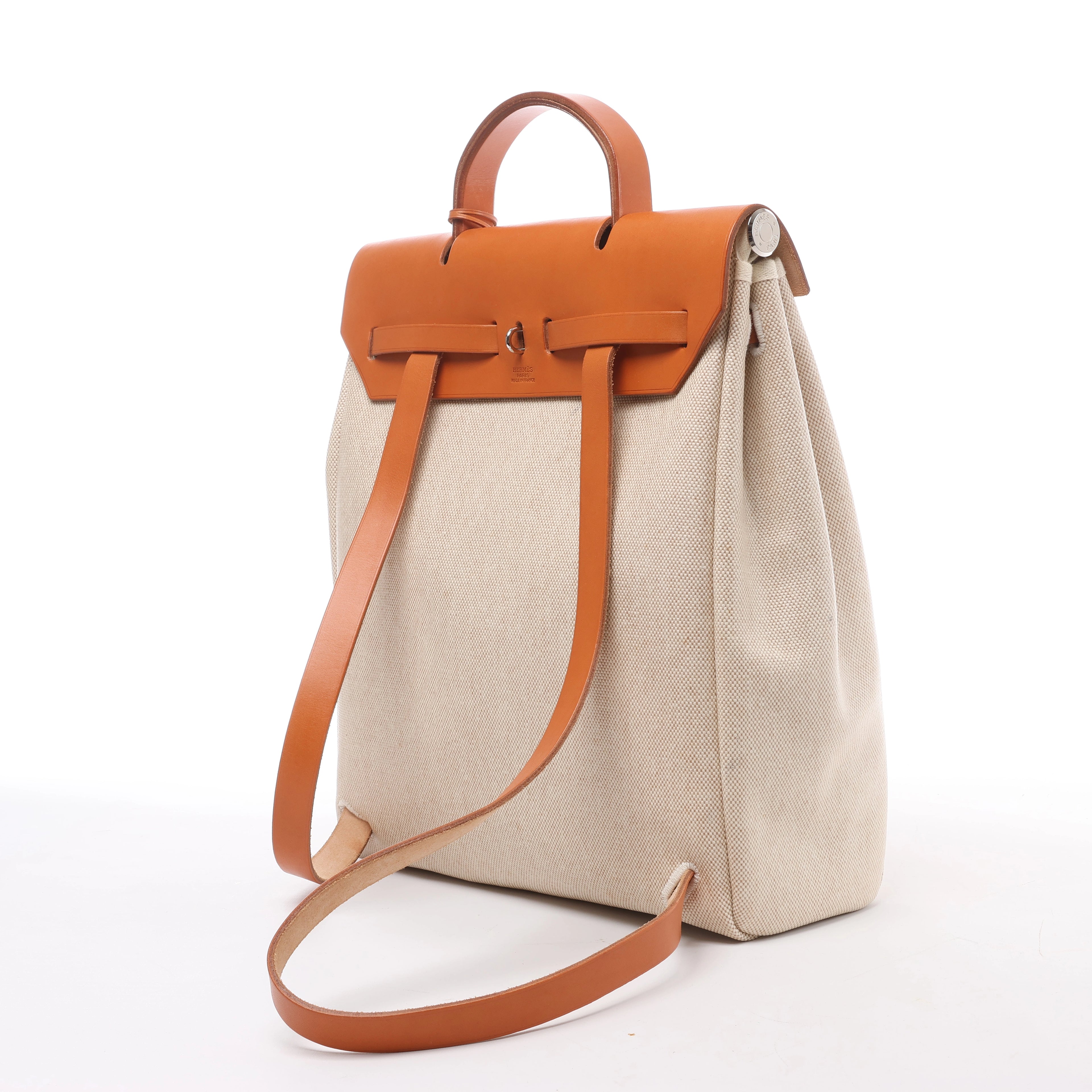 Hermès Herbag Ado PM Twirl Ash x Vash Hunter Backpack in Beige×Brown □B: 1998