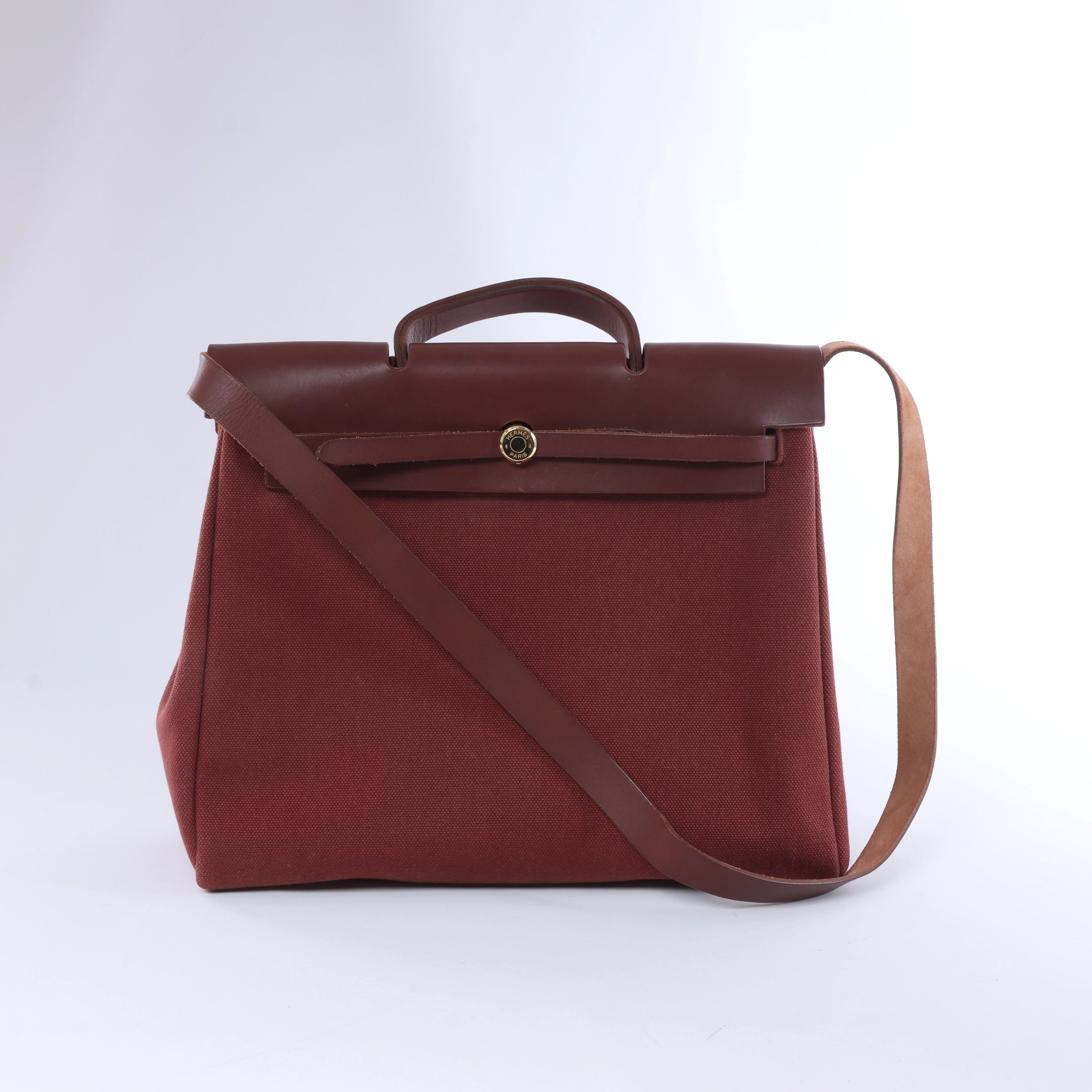 Hermès Herbag GM Twirl Ash x Vash Hunter Shoulder Bag in Beige x Brown □F: 2002