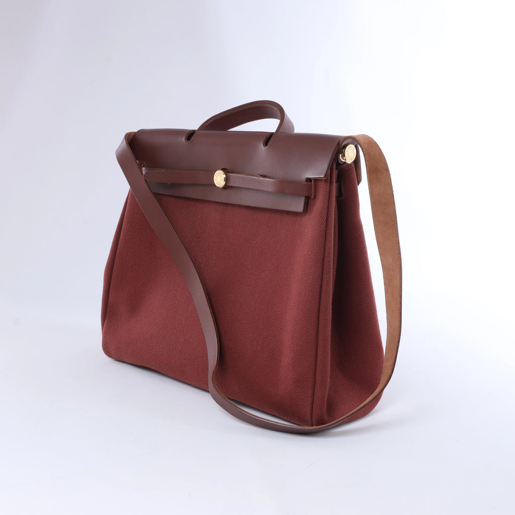 Hermès Herbag GM Twirl Ash x Vash Hunter Shoulder Bag in Beige x Brown □F: 2002