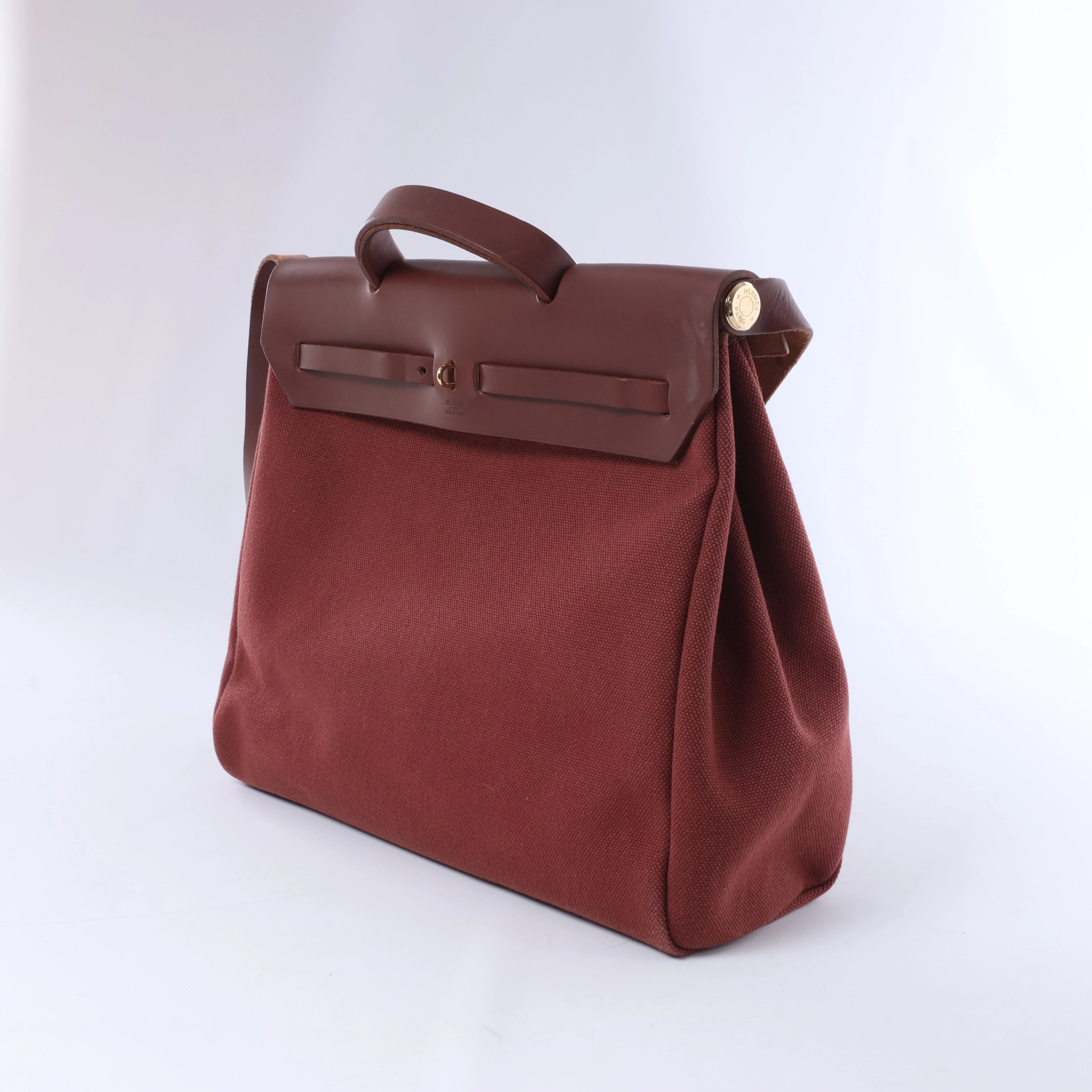 Hermès Herbag GM Twirl Ash x Vash Hunter Shoulder Bag in Beige x Brown □F: 2002