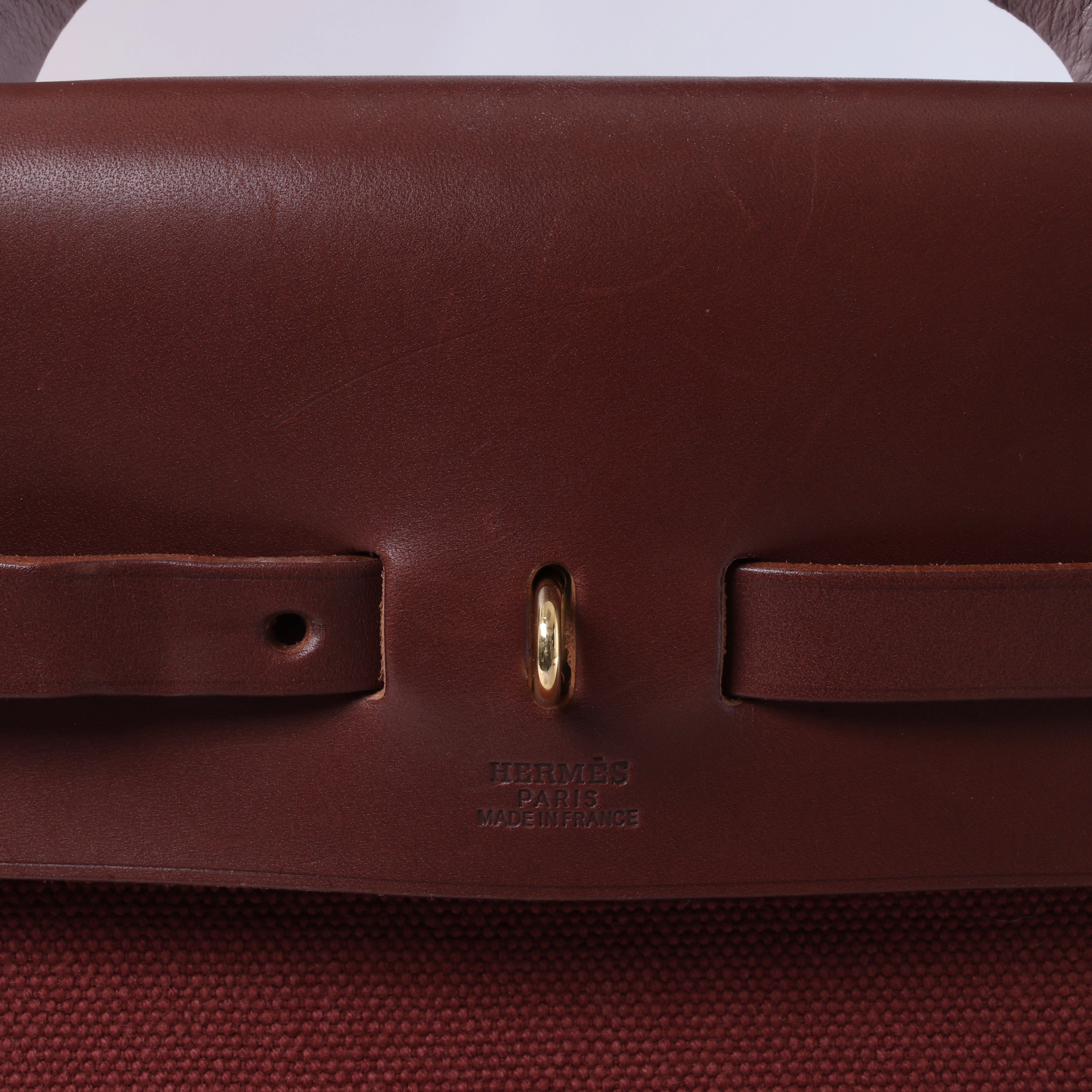 Hermès Herbag GM Twirl Ash x Vash Hunter Shoulder Bag in Beige x Brown □F: 2002