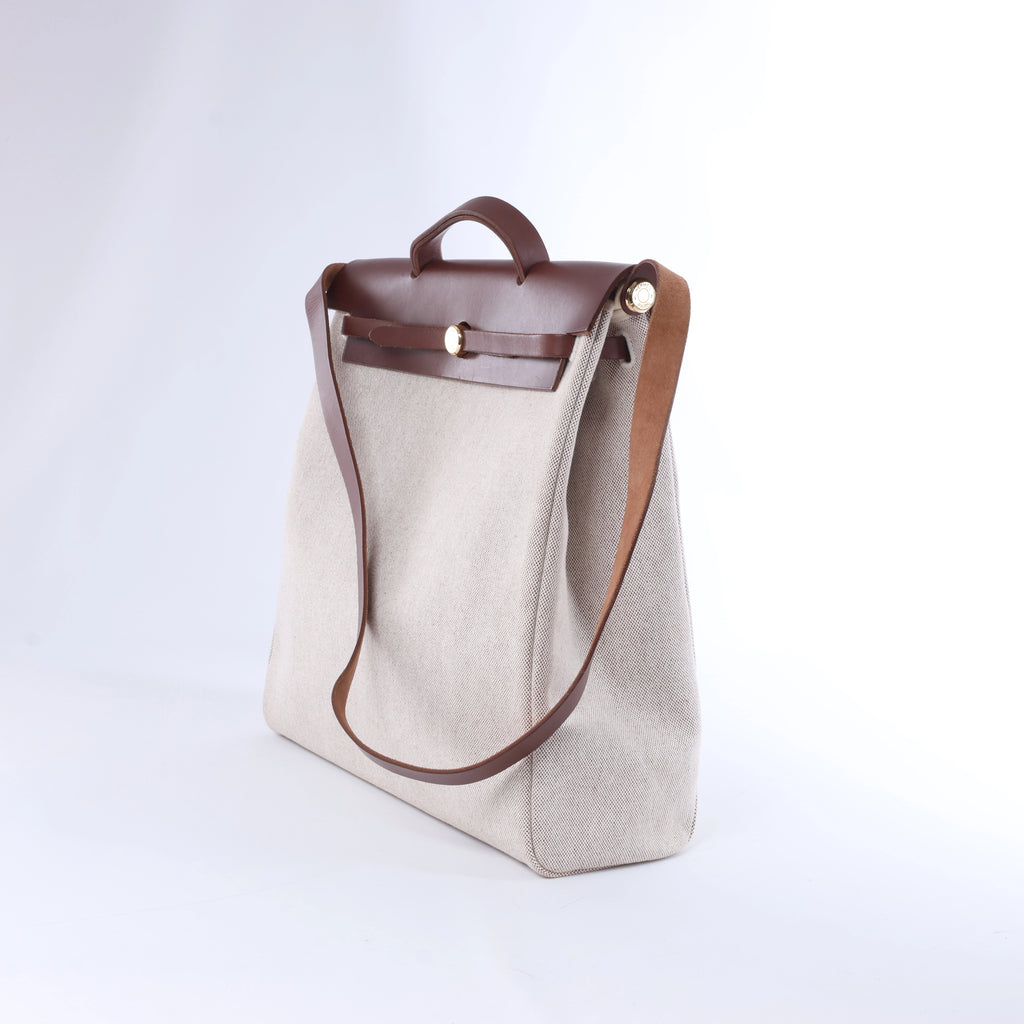 Hermès Herbag GM Twirl Ash x Vash Hunter Shoulder Bag in Beige x Brown □F: 2002