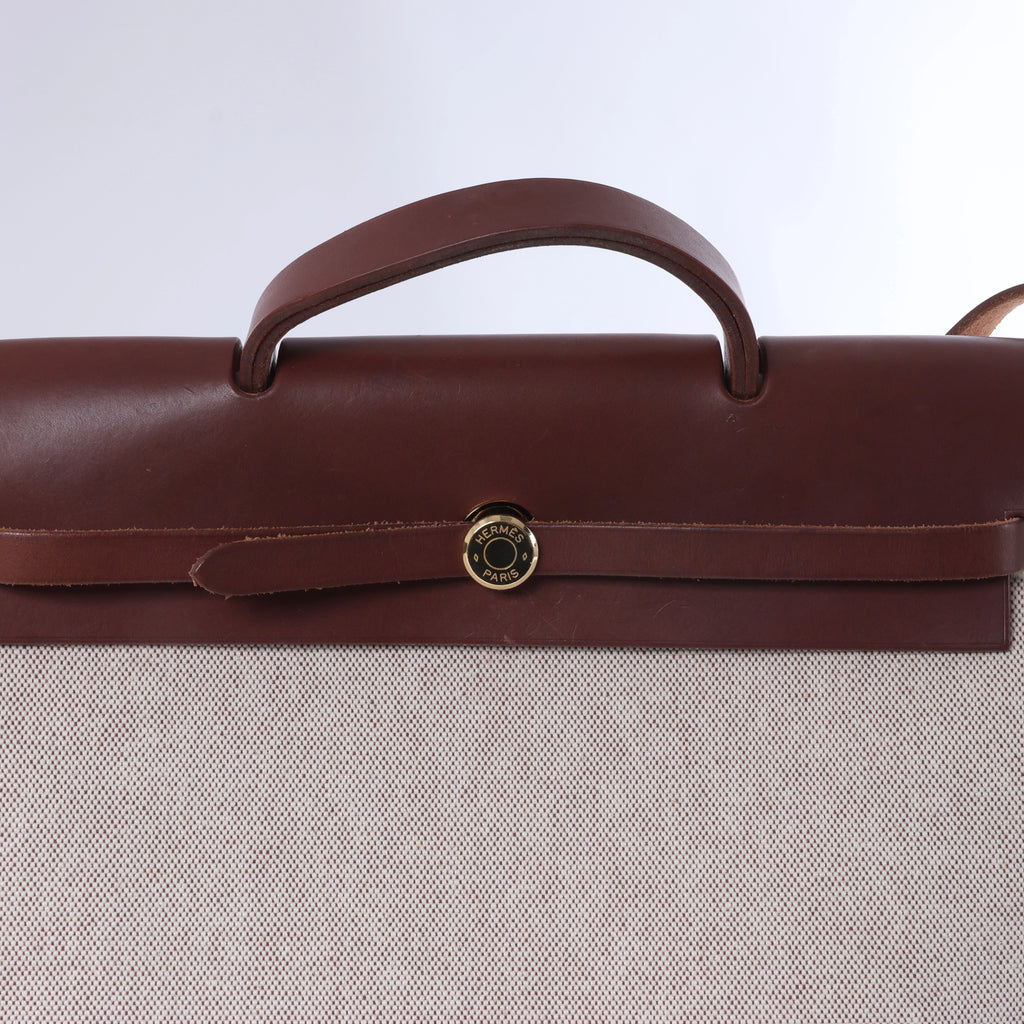 Hermès Herbag GM Twirl Ash x Vash Hunter Shoulder Bag in Beige x Brown □F: 2002