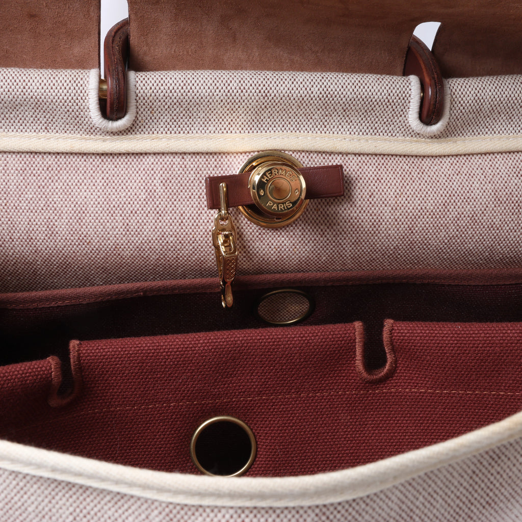 Hermès Herbag GM Twirl Ash x Vash Hunter Shoulder Bag in Beige x Brown □F: 2002