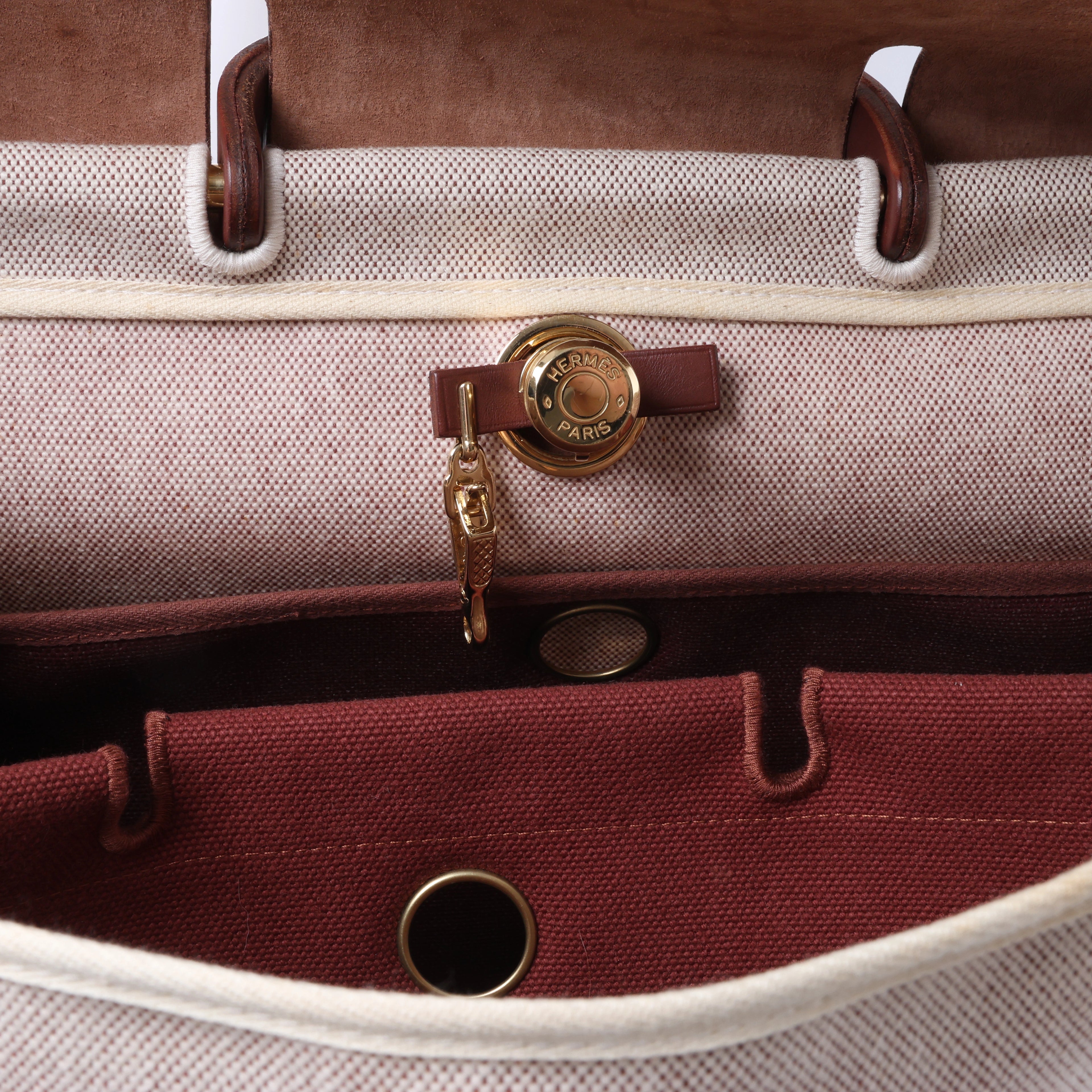 Hermès Herbag GM Twirl Ash x Vash Hunter Shoulder Bag in Beige x Brown □F: 2002