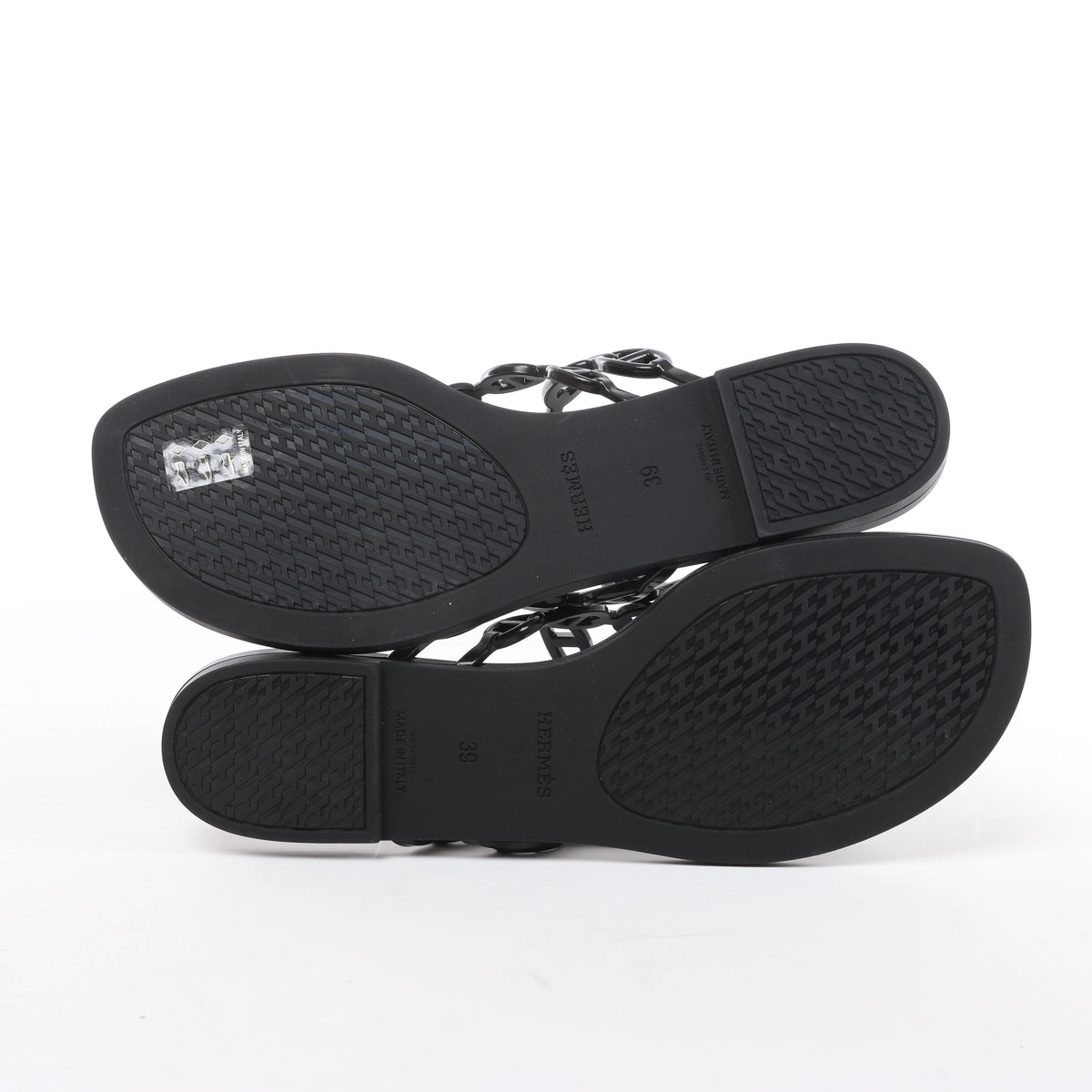 Hermès Island Rubber Chaîne d'Ancre Sandals in Black 241051Z, Size EU 39