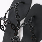 Hermès Island Rubber Chaîne d'Ancre Sandals in Black 241051Z, Size EU 39