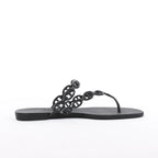 Hermès Island Rubber Chaîne d'Ancre Sandals in Black 241051Z, Size EU 39