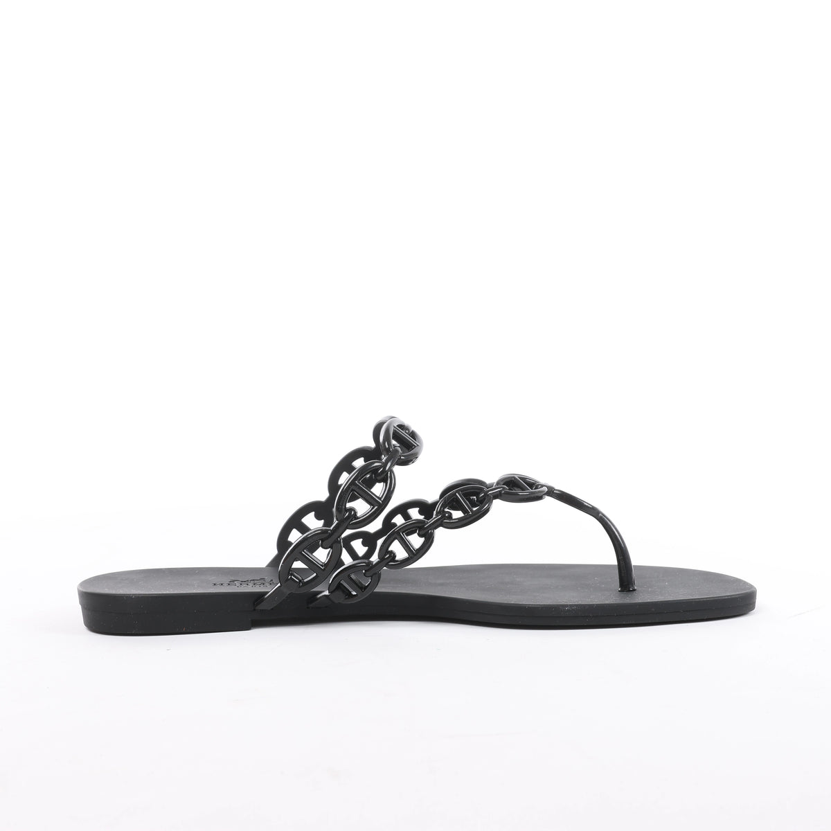 Hermès Island Rubber Chaîne d'Ancre Sandals in Black 241051Z, Size EU 39