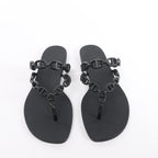 Hermès Island Rubber Chaîne d'Ancre Sandals in Black 241051Z, Size EU 39