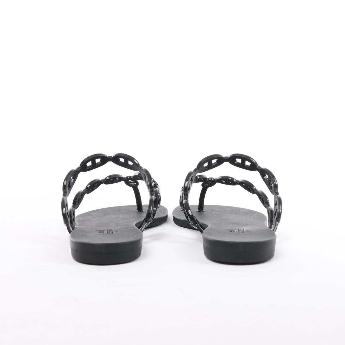Hermès Island Rubber Chaîne d'Ancre Sandals in Black 241051Z, Size EU 39