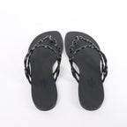Hermès Island Rubber Chaîne d'Ancre Sandals in Black 241051Z, Size EU 39
