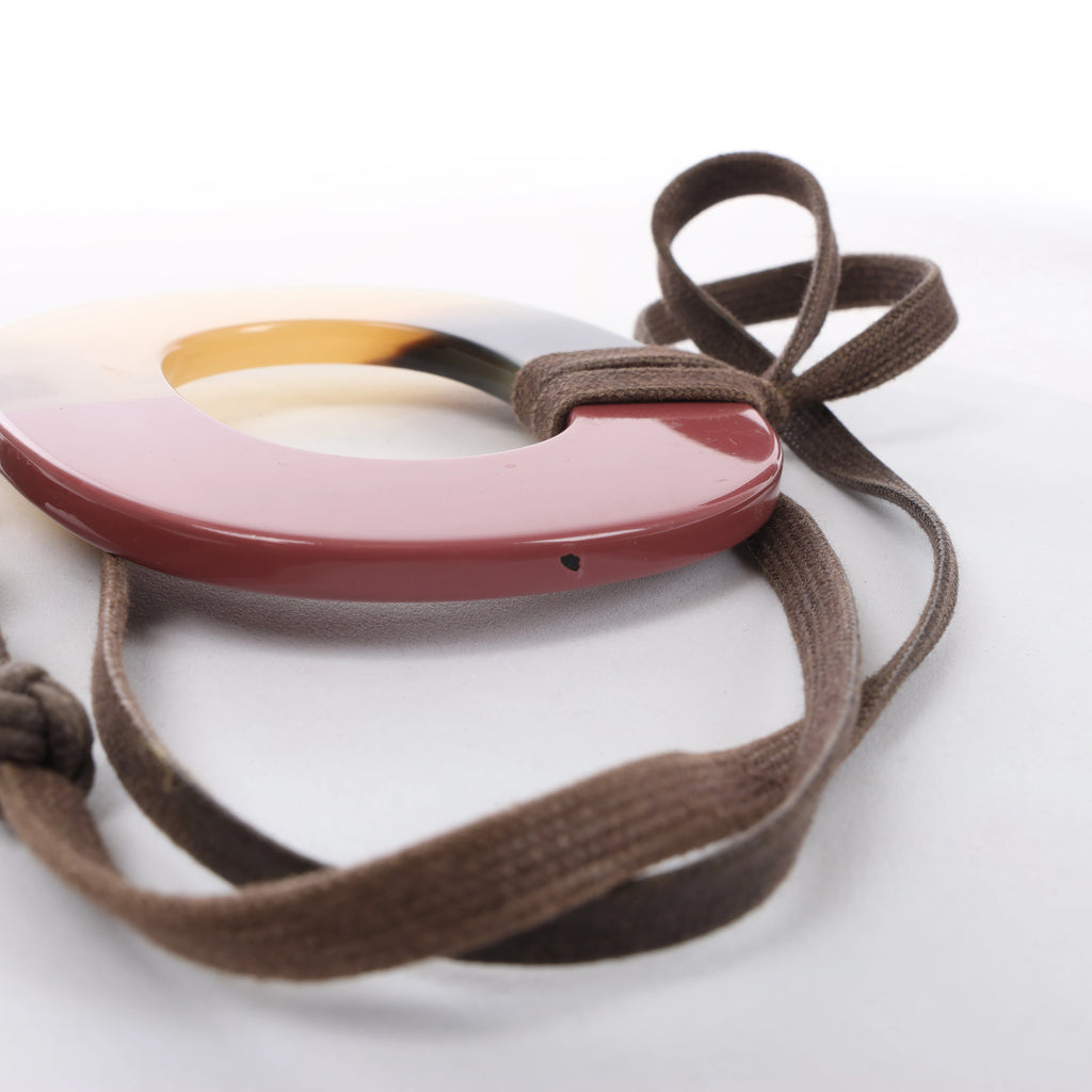 Hermès Isthme Necklace Buffalo Horn in Brown x Pink