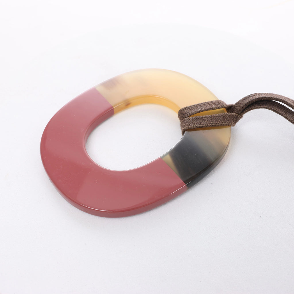 Hermès Isthme Necklace Buffalo Horn in Brown x Pink
