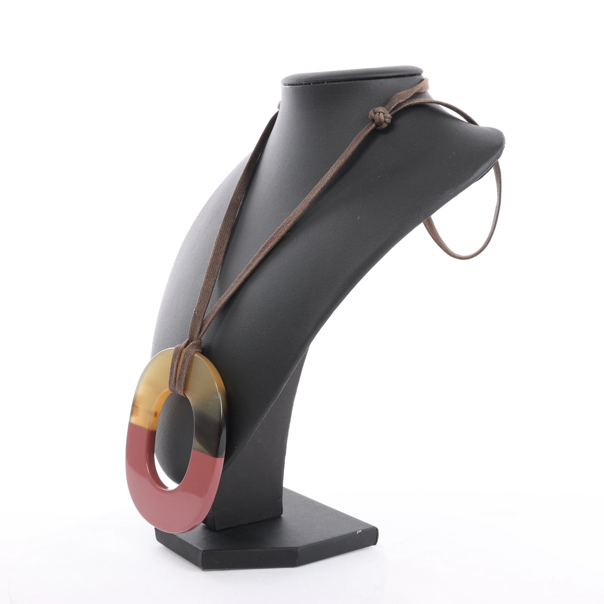 Hermès Isthme Necklace Buffalo Horn in Brown x Pink