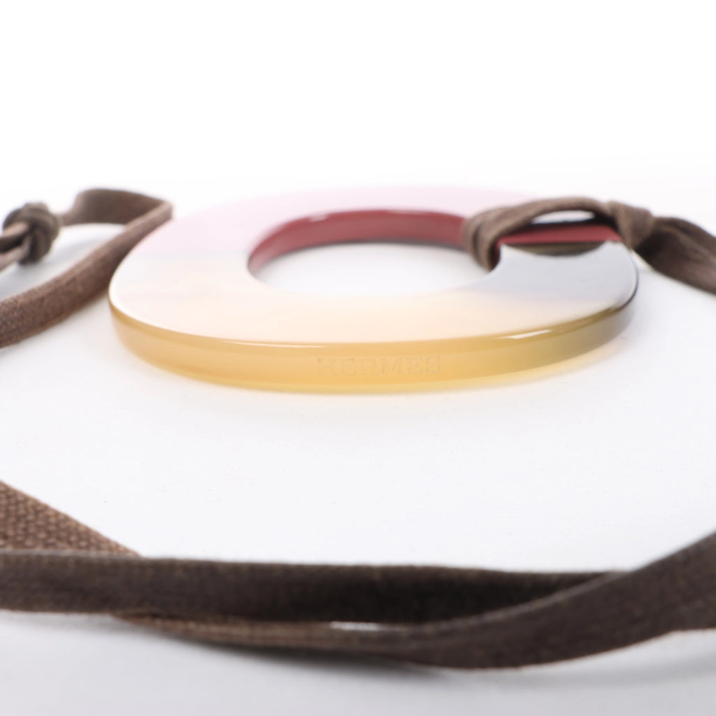 Hermès Isthme Necklace Buffalo Horn in Brown x Pink