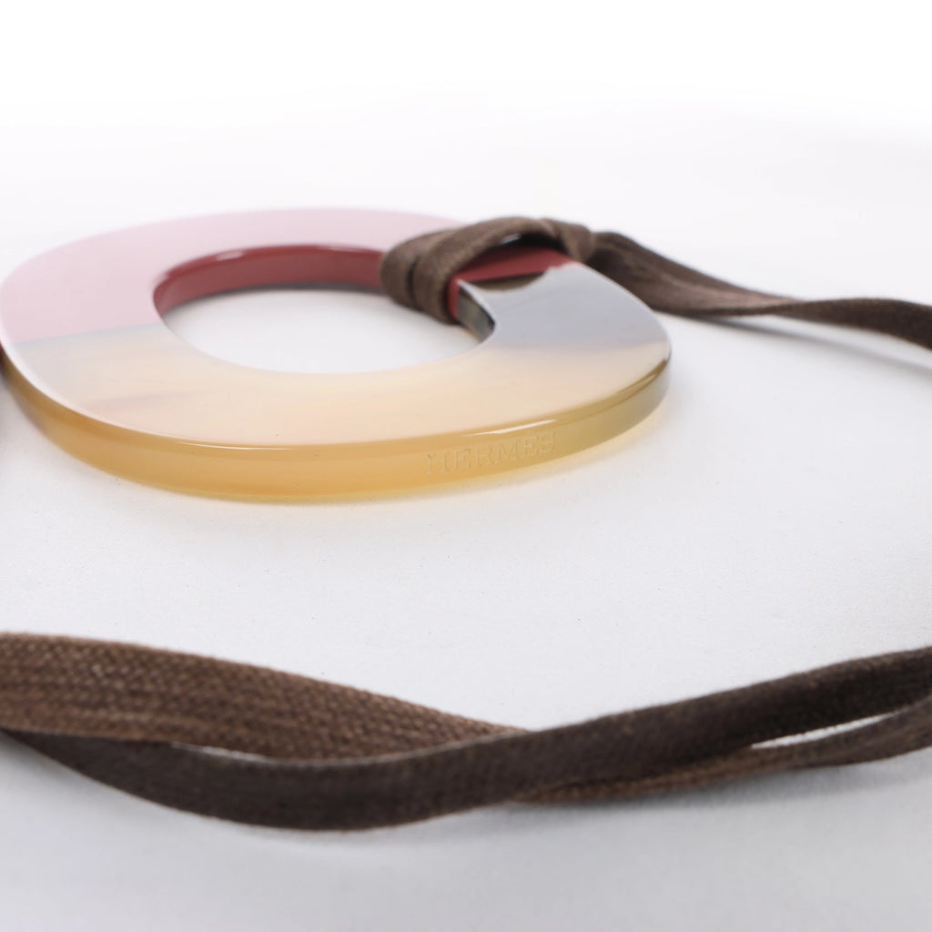 Hermès Isthme Necklace Buffalo Horn in Brown x Pink