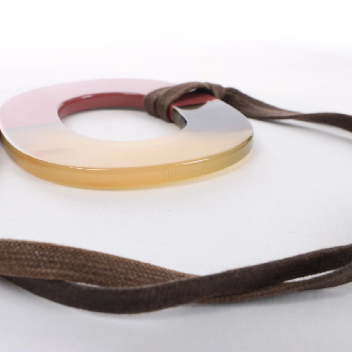 Hermès Isthme Necklace Buffalo Horn in Brown x Pink