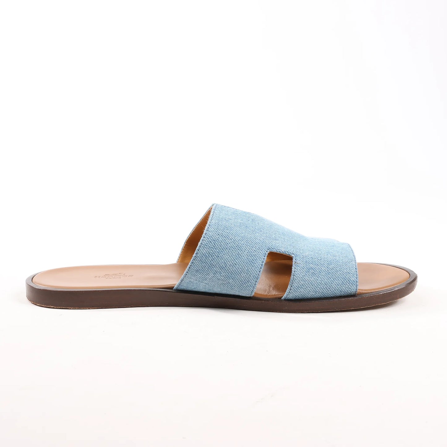 HERMES Izmir Denim Sandals in Light Blue, Size 43 EU