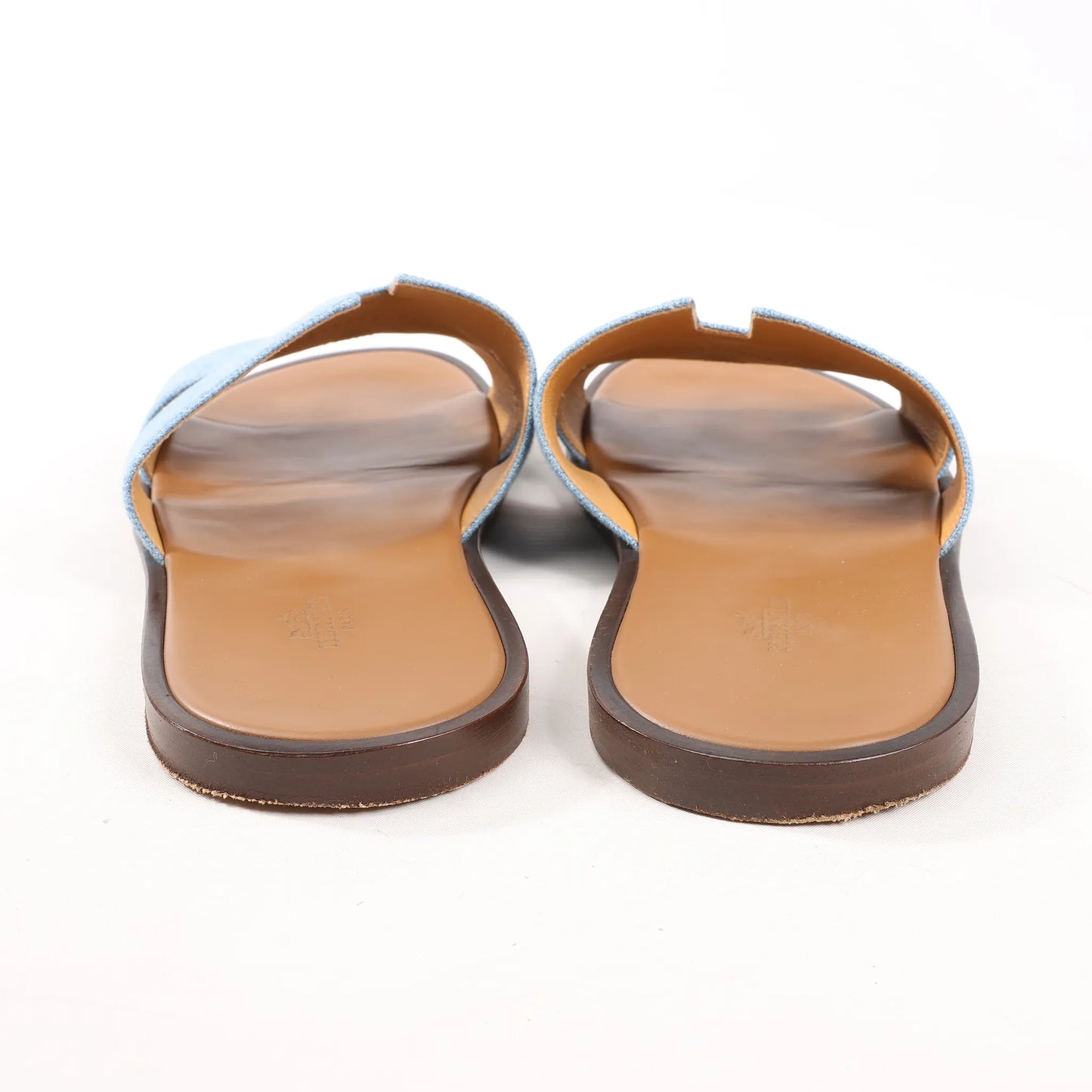 HERMES Izmir Denim Sandals in Light Blue, Size 43 EU