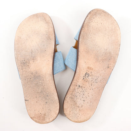 HERMES Izmir Denim Sandals in Light Blue, Size 43 EU