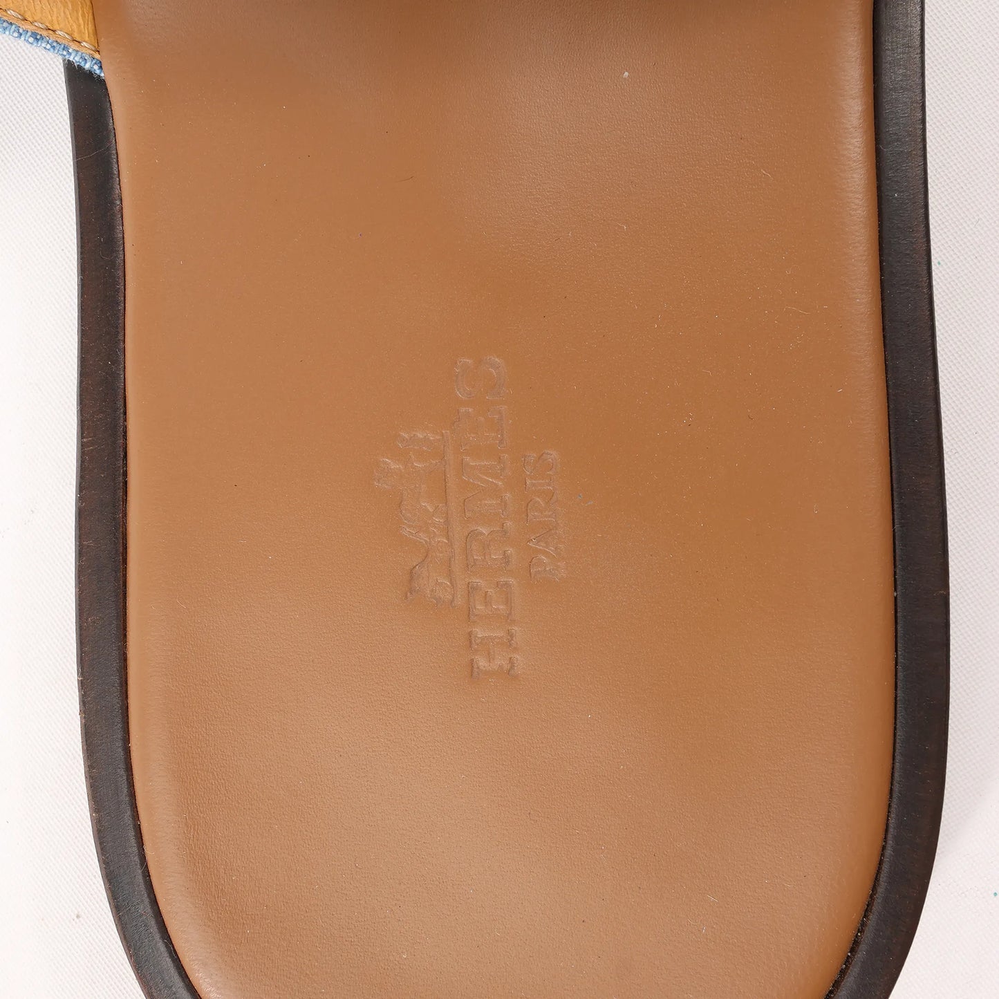 HERMES Izmir Denim Sandals in Light Blue, Size 43 EU