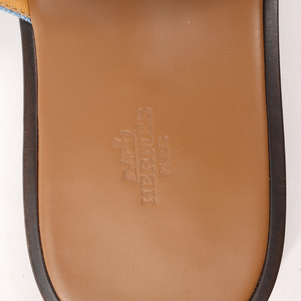 HERMES Izmir Denim Sandals in Light Blue, Size 43 EU
