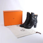 Hermès Juez Black Leather Ankle Boots EU 38