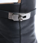 Hermès Juez Black Leather Ankle Boots EU 38