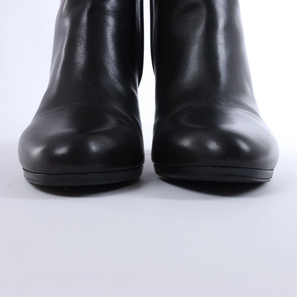 Hermès Juez Black Leather Ankle Boots EU 38