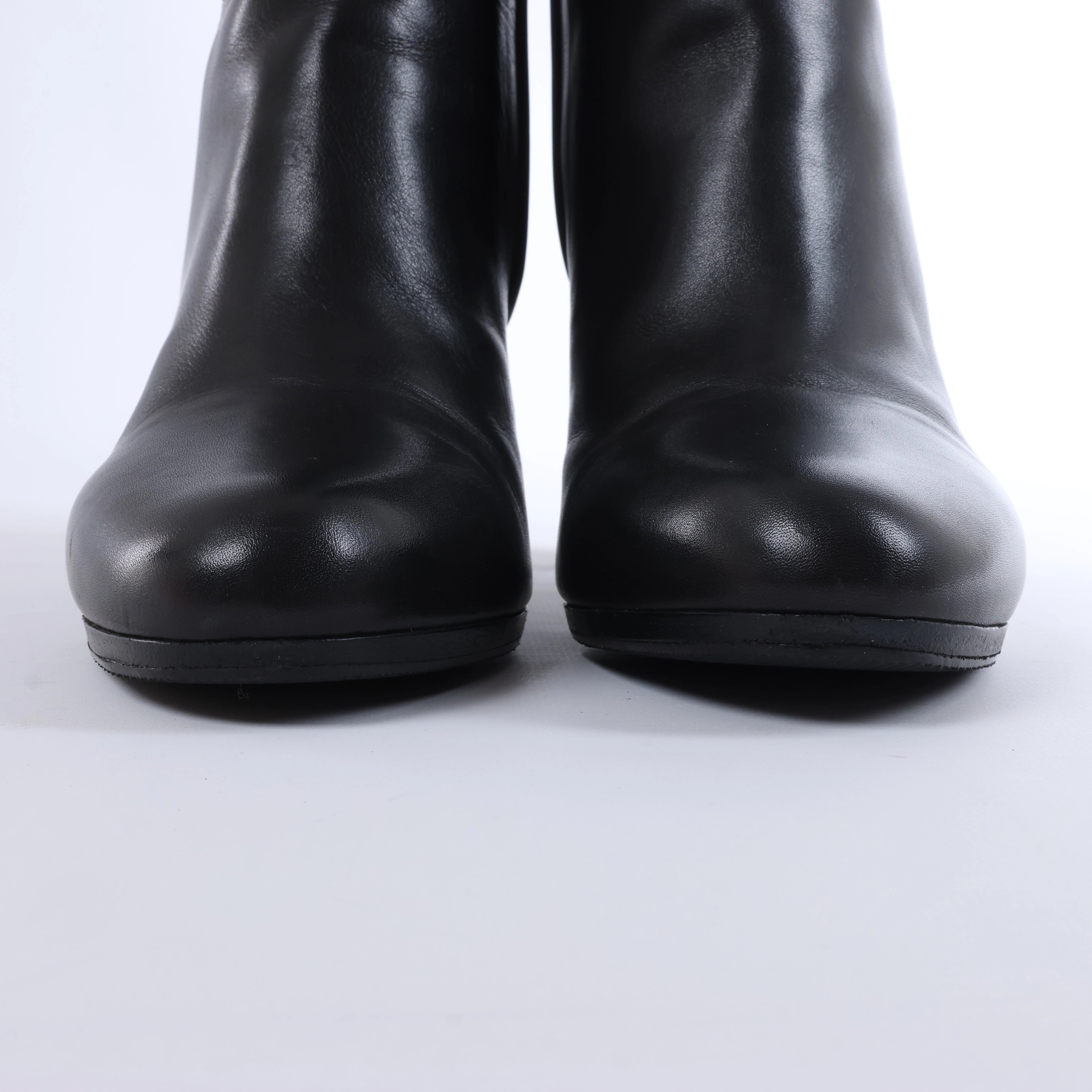 Hermès Juez Black Leather Ankle Boots EU 38