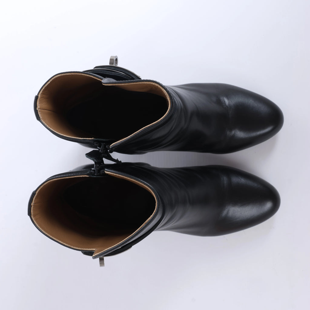 Hermès Juez Black Leather Ankle Boots EU 38