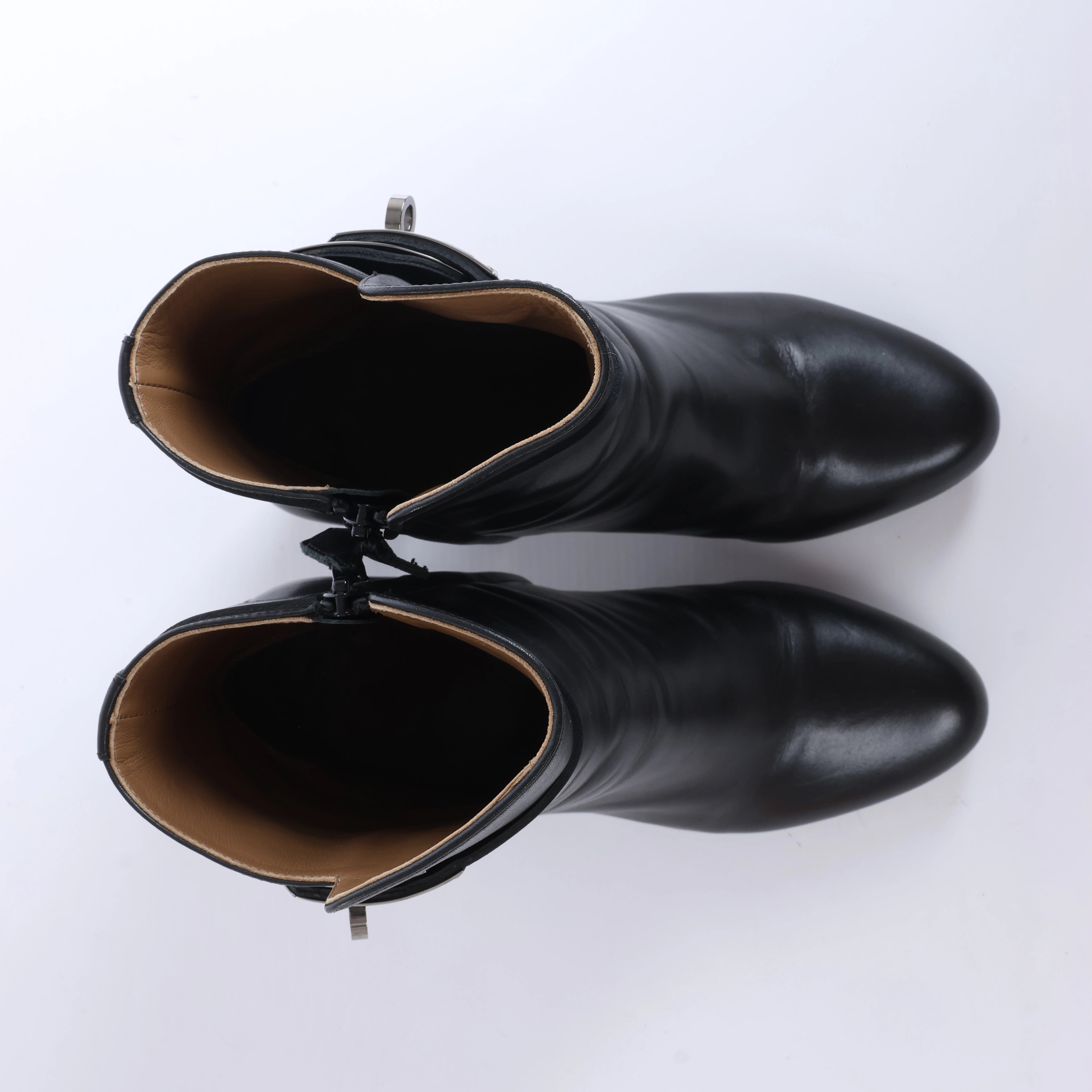 Hermès Juez Black Leather Ankle Boots EU 38