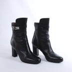 Hermès Juez Black Leather Ankle Boots EU 38