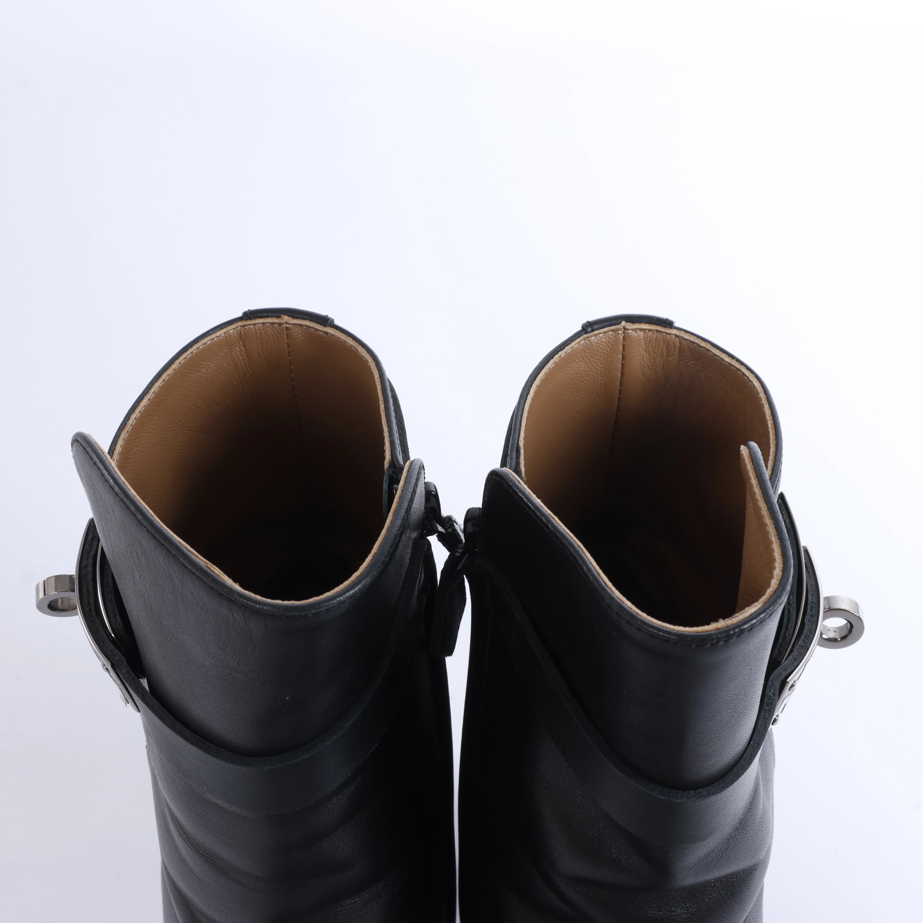 Hermès Juez Black Leather Ankle Boots EU 38