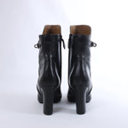 Hermès Juez Black Leather Ankle Boots EU 38