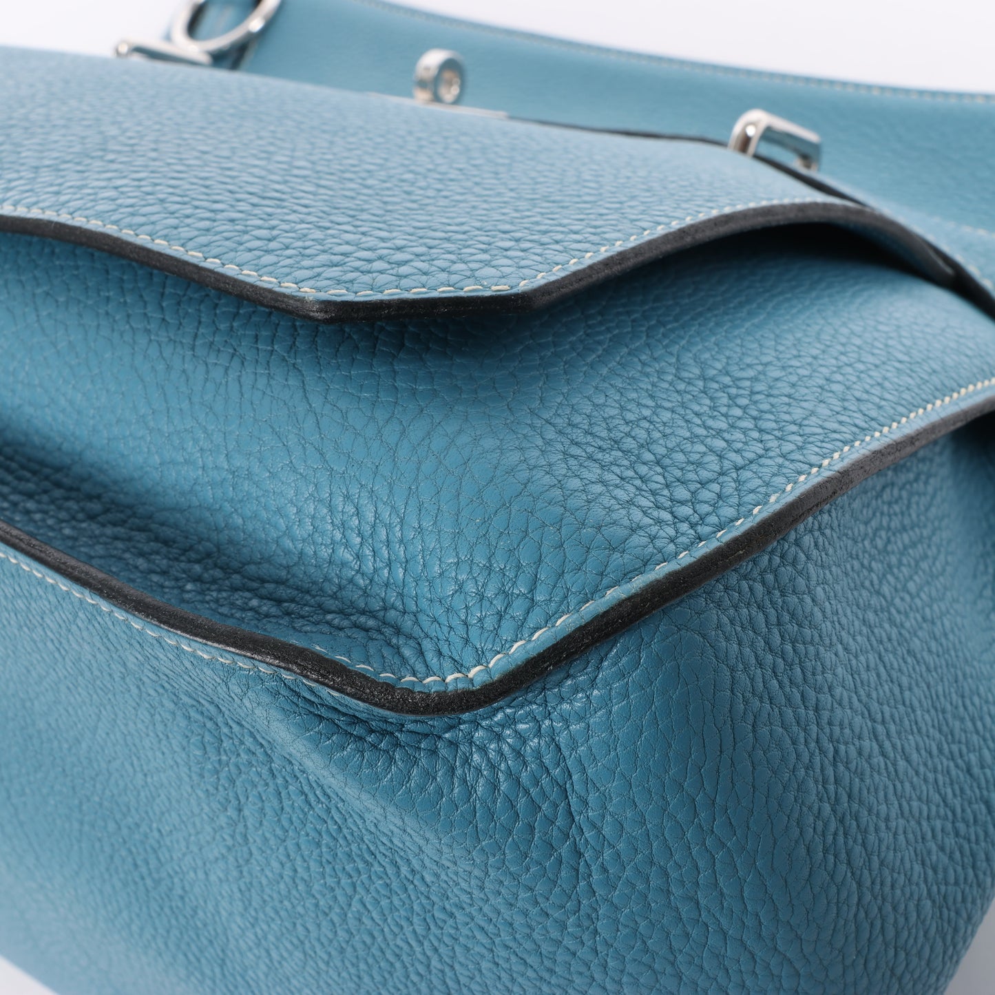 Sac à bandoulière Hermès Jypsière 37 Taurillon Clémence Bleu Jean, garnitures en métal argenté □L : 2008