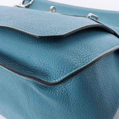 Sac à bandoulière Hermès Jypsière 37 Taurillon Clémence Bleu Jean, garnitures en métal argenté □L : 2008